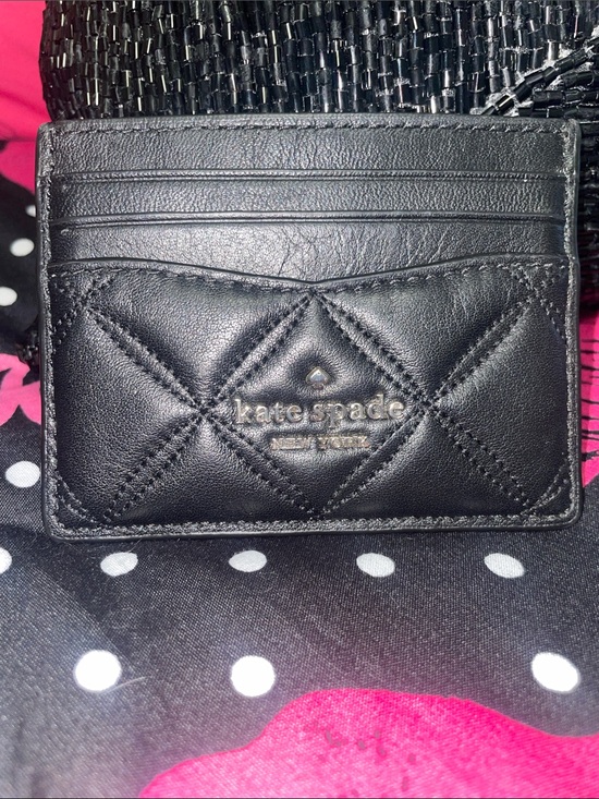 kate spade Handbags - kate spade Black Quilted Leather Card Holder with Gold Logo